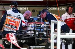 Sauber C37 being prepared. 28.06.2018. Formula 1 World Championship, Rd 9, Austrian Grand Prix, Spielberg, Austria, Preparation Day.