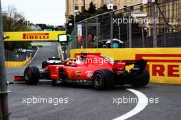 Sebastian Vettel (GER) Ferrari SF71H rejoins the circuit. 27.04.2018. Formula 1 World Championship, Rd 4, Azerbaijan Grand Prix, Baku Street Circuit, Azerbaijan, Practice Day.