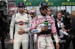 Lance Stroll (CDN) Williams FW41 and Sergio Perez (MEX) Sahara Force India F1 VJM11. 29.04.2018. Formula 1 World Championship, Rd 4, Azerbaijan Grand Prix, Baku Street Circuit, Azerbaijan, Race Day.
