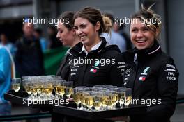 Mercedes AMG F1 serve champagne after the race. 29.04.2018. Formula 1 World Championship, Rd 4, Azerbaijan Grand Prix, Baku Street Circuit, Azerbaijan, Race Day.