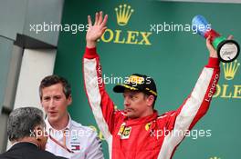 Kimi Raikkonen (FIN) Ferrari celebrates his second position on the podium. 29.04.2018. Formula 1 World Championship, Rd 4, Azerbaijan Grand Prix, Baku Street Circuit, Azerbaijan, Race Day.