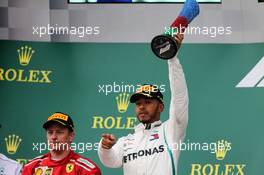 Race winner Lewis Hamilton (GBR) Mercedes AMG F1 celebrates on the podium. 29.04.2018. Formula 1 World Championship, Rd 4, Azerbaijan Grand Prix, Baku Street Circuit, Azerbaijan, Race Day.