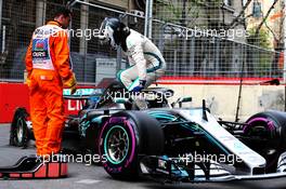 Valtteri Bottas (FIN) Mercedes AMG F1 W09 retired from the race. 29.04.2018. Formula 1 World Championship, Rd 4, Azerbaijan Grand Prix, Baku Street Circuit, Azerbaijan, Race Day.