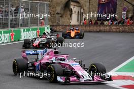 Sergio Perez (MEX) Sahara Force India F1 VJM11. 29.04.2018. Formula 1 World Championship, Rd 4, Azerbaijan Grand Prix, Baku Street Circuit, Azerbaijan, Race Day.