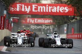 Charles Leclerc (MON) Sauber F1 Team C37 and Lance Stroll (CDN) Williams FW41 battle for position. 29.04.2018. Formula 1 World Championship, Rd 4, Azerbaijan Grand Prix, Baku Street Circuit, Azerbaijan, Race Day.