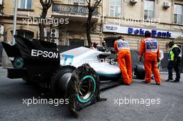 Valtteri Bottas (FIN) Mercedes AMG F1 W09 retired from the race. 29.04.2018. Formula 1 World Championship, Rd 4, Azerbaijan Grand Prix, Baku Street Circuit, Azerbaijan, Race Day.