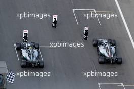Valtteri Bottas (FIN) Mercedes AMG F1 and Lewis Hamilton (GBR) Mercedes AMG F1   28.04.2018. Formula 1 World Championship, Rd 4, Azerbaijan Grand Prix, Baku Street Circuit, Azerbaijan, Qualifying Day.