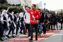 Sebastian Vettel (GER) Ferrari on the drivers parade. 29.04.2018. Formula 1 World Championship, Rd 4, Azerbaijan Grand Prix, Baku Street Circuit, Azerbaijan, Race Day.