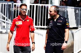 (L to R): Sebastian Vettel (GER) Ferrari with Gianpiero Lambiase (ITA) Red Bull Racing Engineer. 26.04.2018. Formula 1 World Championship, Rd 4, Azerbaijan Grand Prix, Baku Street Circuit, Azerbaijan, Preparation Day.