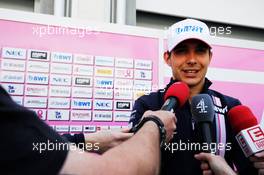 Esteban Ocon (FRA) Sahara Force India F1 Team with the media. 26.04.2018. Formula 1 World Championship, Rd 4, Azerbaijan Grand Prix, Baku Street Circuit, Azerbaijan, Preparation Day.
