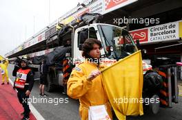 The Sahara Force India F1 VJM11 of Nikita Mazepin (RUS) Sahara Force India F1 Team Development Driver is recovered back to the pits on the back of a truck. 26.02.2018. Formula One Testing, Day One, Barcelona, Spain. Monday.