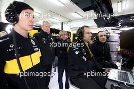 Jack Aitken (GBR), Renault Sport F1 Team, Alain Prost (FRA), Jerome Stoll (FRA), Renault Sport President  26.02.2018. Formula One Testing, Day One, Barcelona, Spain. Monday.