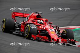 Sebastian Vettel (GER) Scuderia Ferrari  27.02.2018. Formula One Testing, Day Two, Barcelona, Spain. Tuesday.