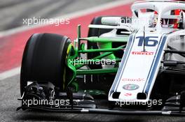Charles Leclerc (MON) Sauber C37 flow-vis paint on the front suspension. 27.02.2018. Formula One Testing, Day Two, Barcelona, Spain. Tuesday.