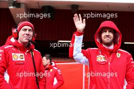 (L to R): Jock Clear (GBR) Ferrari Engineering Director with Sebastian Vettel (GER) Ferrari. 27.02.2018. Formula One Testing, Day Two, Barcelona, Spain. Tuesday.