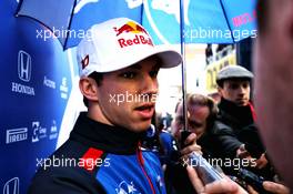 Pierre Gasly (FRA) Scuderia Toro Rosso with the media. 27.02.2018. Formula One Testing, Day Two, Barcelona, Spain. Tuesday.