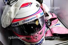 The helmet of Sergio Perez (MEX) Sahara Force India F1. 28.02.2018. Formula One Testing, Day Three, Barcelona, Spain. Wednesday.
