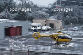 Medical helicopter with snow. 28.02.2018. Formula One Testing, Day Three, Barcelona, Spain. Wednesday.