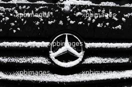 Mercedes truck with snow. 28.02.2018. Formula One Testing, Day Three, Barcelona, Spain. Wednesday.