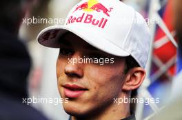 Pierre Gasly (FRA) Scuderia Toro Rosso with the media. 08.03.2018. Formula One Testing, Day Three, Barcelona, Spain. Thursday.