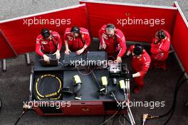 Ferrari engineers behind screens in the pits. 08.03.2018. Formula One Testing, Day Three, Barcelona, Spain. Thursday.