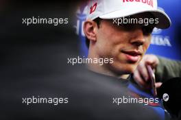 Pierre Gasly (FRA) Scuderia Toro Rosso with the media. 08.03.2018. Formula One Testing, Day Three, Barcelona, Spain. Thursday.