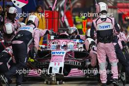 Sergio Perez (MEX) Sahara Force India F1  during pitstop 08.03.2018. Formula One Testing, Day Three, Barcelona, Spain. Thursday.