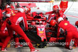 Sebastian Vettel (GER) Ferrari SF71H practices a pit stop. 08.03.2018. Formula One Testing, Day Three, Barcelona, Spain. Thursday.