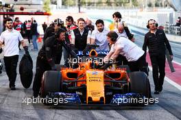 The McLaren MCL33 of Stoffel Vandoorne (BEL) McLaren. 06.03.2018. Formula One Testing, Day One, Barcelona, Spain. Tuesday.