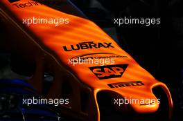 McLaren MCL33 nosecone. 06.03.2018. Formula One Testing, Day One, Barcelona, Spain. Tuesday.