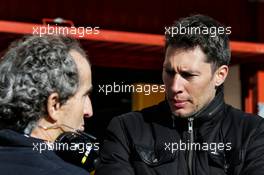 (L to R): Alain Prost (FRA) Renault Sport F1 Team Special Advisor with Loic Duval (FRA). 07.03.2018. Formula One Testing, Day Two, Barcelona, Spain. Wednesday.