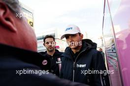 Esteban Ocon (FRA) Sahara Force India F1 Team with the media. 07.03.2018. Formula One Testing, Day Two, Barcelona, Spain. Wednesday.