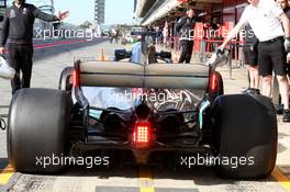 Lewis Hamilton (GBR) Mercedes AMG F1 W09 with red led lights on the rear wing. 15.05.2018. Formula One In Season Testing, Day One, Barcelona, Spain. Tuesday.