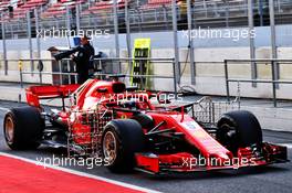 Sebastian Vettel (GER) Ferrari SF71H running sensor equipment. 15.05.2018. Formula One In Season Testing, Day One, Barcelona, Spain. Tuesday.
