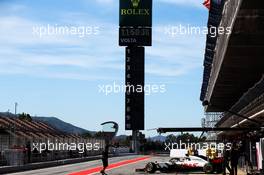 Romain Grosjean (FRA) Haas F1 Team VF-18 leaves the pits. 15.05.2018. Formula One In Season Testing, Day One, Barcelona, Spain. Tuesday.