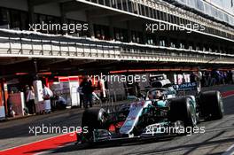 Lewis Hamilton (GBR) Mercedes AMG F1 W09 running sensor equipment. 15.05.2018. Formula One In Season Testing, Day One, Barcelona, Spain. Tuesday.