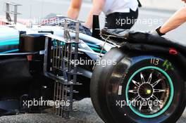 Lewis Hamilton (GBR) Mercedes AMG F1 W09 front wheel sensor equipment. 15.05.2018. Formula One In Season Testing, Day One, Barcelona, Spain. Tuesday.