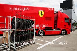 Ferrari pack up in the paddock. 16.05.2018. Formula One In Season Testing, Day Two, Barcelona, Spain. Wednesday.