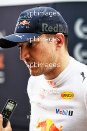 Jake Dennis (GBR) Red Bull Racing Test Driver with the media. 16.05.2018. Formula One In Season Testing, Day Two, Barcelona, Spain. Wednesday.