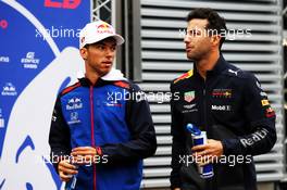 (L to R): Pierre Gasly (FRA) Scuderia Toro Rosso with Daniel Ricciardo (AUS) Red Bull Racing. 24.08.2018. Formula 1 World Championship, Rd 13, Belgian Grand Prix, Spa Francorchamps, Belgium, Practice Day.