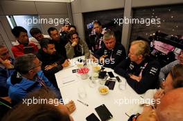 (L to R): Otmar Szafnauer (USA) Racing Point Force India F1 Team Principal and CEO and Andrew Green (GBR) Racing Point Force India F1 Team Technical Director with the media. 24.08.2018. Formula 1 World Championship, Rd 13, Belgian Grand Prix, Spa Francorchamps, Belgium, Practice Day.