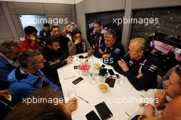 (L to R): Otmar Szafnauer (USA) Racing Point Force India F1 Team Principal and CEO and Andrew Green (GBR) Racing Point Force India F1 Team Technical Director with the media. 24.08.2018. Formula 1 World Championship, Rd 13, Belgian Grand Prix, Spa Francorchamps, Belgium, Practice Day.