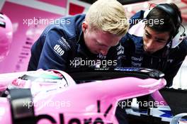 Sergio Perez (MEX) Racing Point Force India F1 VJM11 with Tim Wright (GBR) Racing Point Force India F1 Team Race Engineer. 24.08.2018. Formula 1 World Championship, Rd 13, Belgian Grand Prix, Spa Francorchamps, Belgium, Practice Day.