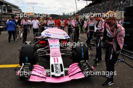 Sergio Perez (MEX) Racing Point Force India F1 VJM11 on the grid. 26.08.2018. Formula 1 World Championship, Rd 13, Belgian Grand Prix, Spa Francorchamps, Belgium, Race Day.
