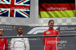 2nd place Lewis Hamilton (GBR) Mercedes AMG F1 W09 and 1st place Sebastian Vettel (GER) Ferrari SF71H. 26.08.2018. Formula 1 World Championship, Rd 13, Belgian Grand Prix, Spa Francorchamps, Belgium, Race Day.