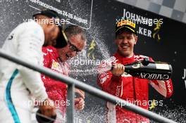 Race winner Sebastian Vettel (GER) Ferrari celebrates on the podium. 26.08.2018. Formula 1 World Championship, Rd 13, Belgian Grand Prix, Spa Francorchamps, Belgium, Race Day.