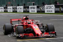 Race winner Sebastian Vettel (GER) Ferrari SF71H celebrates at the end of the race. 26.08.2018. Formula 1 World Championship, Rd 13, Belgian Grand Prix, Spa Francorchamps, Belgium, Race Day.