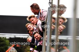 The Racing Point Force India F1 Team celebrates at the end of the race. 26.08.2018. Formula 1 World Championship, Rd 13, Belgian Grand Prix, Spa Francorchamps, Belgium, Race Day.