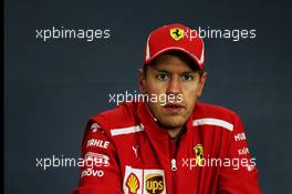 Race winner Sebastian Vettel (GER) Ferrari in the FIA Press Conference. 26.08.2018. Formula 1 World Championship, Rd 13, Belgian Grand Prix, Spa Francorchamps, Belgium, Race Day.