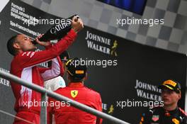 Ferrari celebrate on the podium. 26.08.2018. Formula 1 World Championship, Rd 13, Belgian Grand Prix, Spa Francorchamps, Belgium, Race Day.